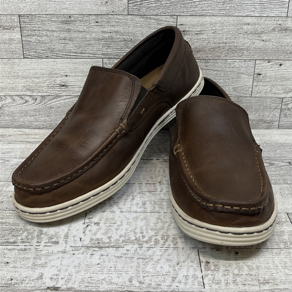 Sebago Barnet Slip On Brown Leather Loafer Shoes‎ Men Size 8.5M